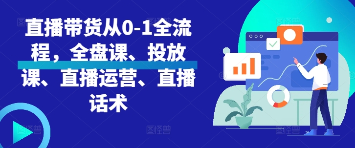 直播带货从0-1全流程，全盘课、投放课、直播运营、直播话术-萤火网创