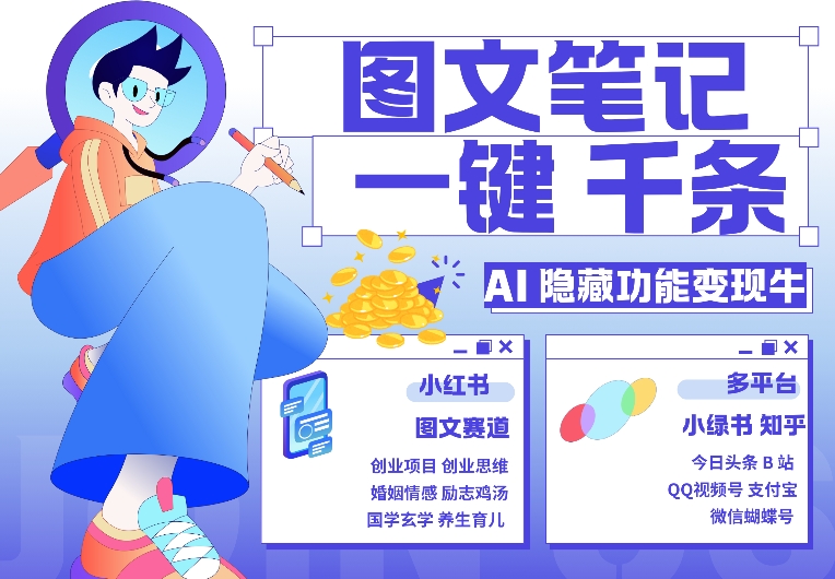AI隐藏功能，秒生笔记，1分钟产出几千条，教你玩赚小红书小绿书图文引流，变现3w-萤火网创