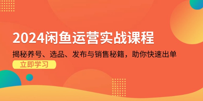 2024闲鱼运营实战课程：揭秘养号、选品、发布与销售秘籍，助你快速出单-萤火网创