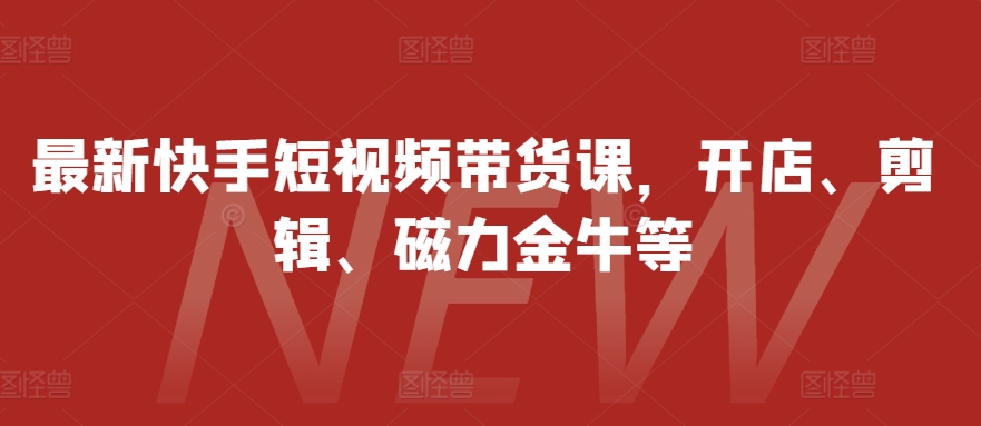 最新快手短视频带货课，开店、剪辑、磁力金牛等-萤火网创