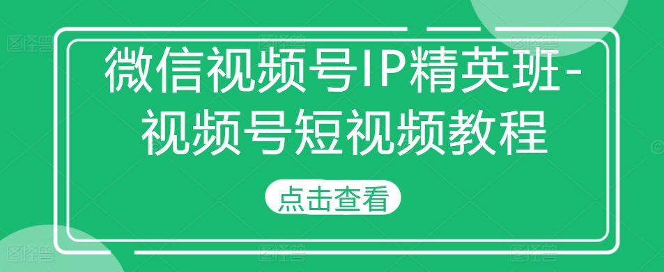 微信视频号IP精英班-视频号短视频教程-萤火网创