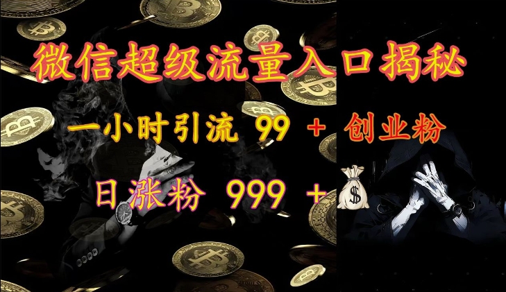 微信超级流量入口揭秘：一小时引流 99 + 创业粉，日涨粉 999 +-萤火网创