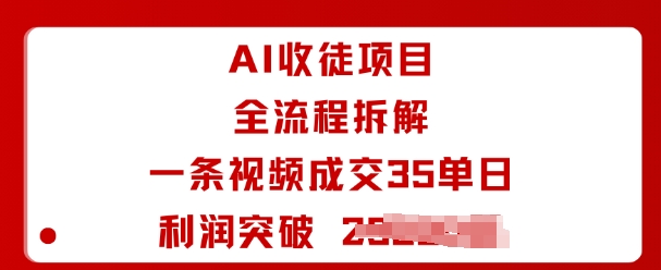 AI收徒项目全流程拆解一条视频成交35单日利润突破1k+-萤火网创