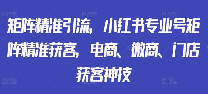 矩阵精准引流，小红书专业号矩阵精准获客，电商、微商、门店获客神技-萤火网创
