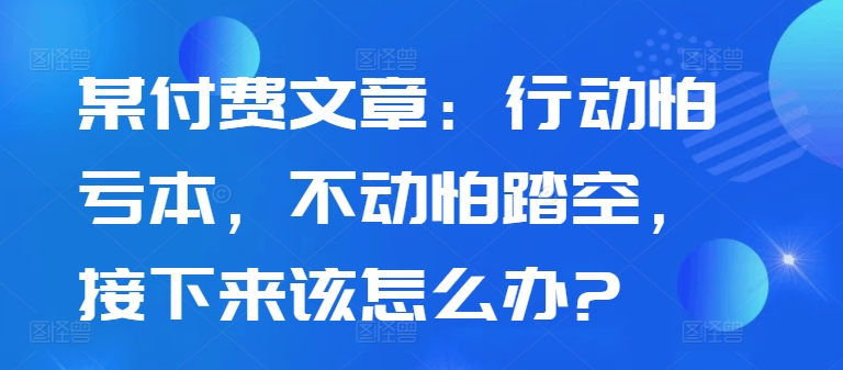 某付费文章：行动怕亏本，不动怕踏空，接下来该怎么办?-萤火网创