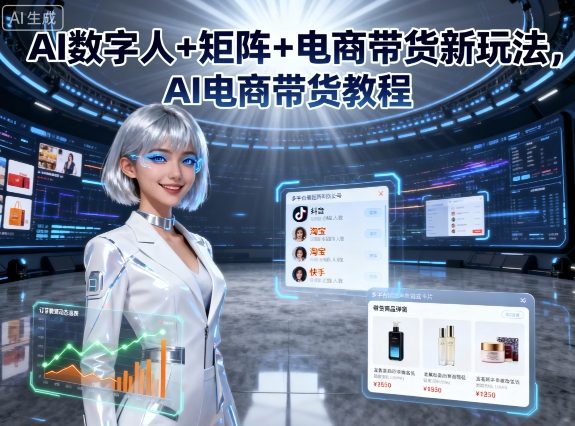 AI数字人+矩阵+电商带货新玩法，AI电商带货教程-萤火网创
