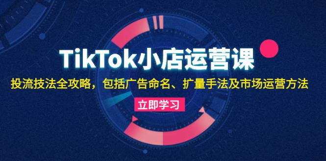 TikTok小店运营课：投流技法全攻略，包括广告命名 扩量手法及市场运营方法-萤火网创