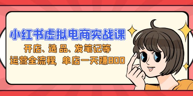 小红书虚拟电商实战课：开店、选品、发笔记等运营全流程，单店一天赚800-萤火网创