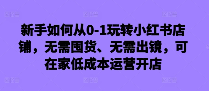 新手如何从0-1玩转小红书店铺，无需囤货、无需出镜，可在家低成本运营开店-萤火网创