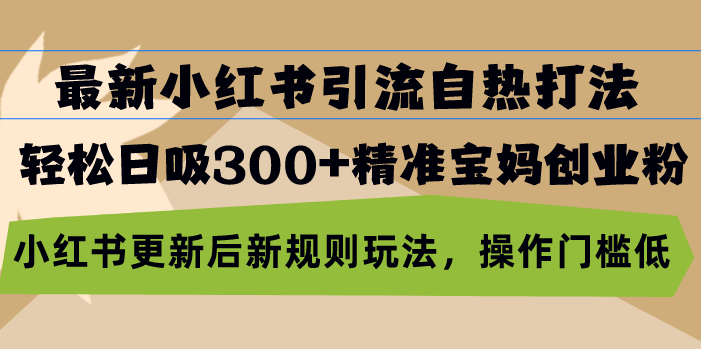 最新小红书引流自热打法，轻松日吸300+精准宝妈创业粉，小红书更新后新…-萤火网创
