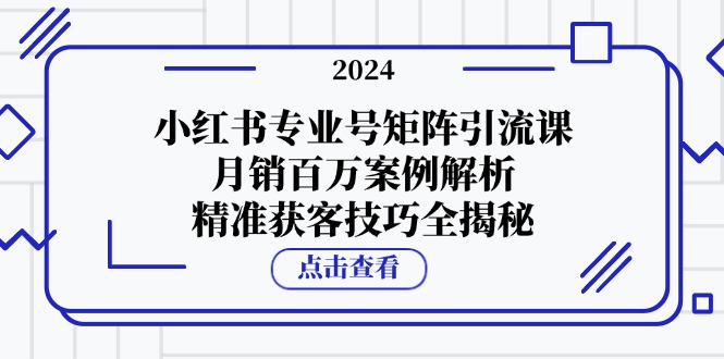小红书专业号矩阵引流课，月销百万案例解析，精准获客技巧全揭秘-萤火网创