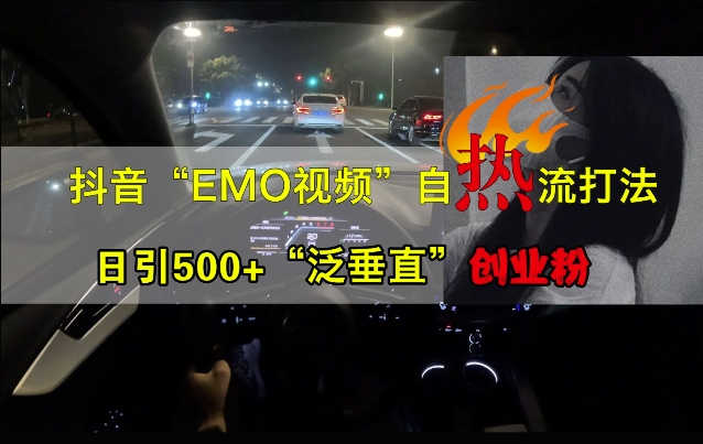 抖音EMO视频自热打法，日引500+“泛垂直”创业粉-萤火网创