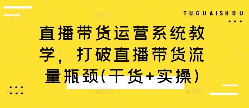 直播带货运营系统教学，打破直播带货流量瓶颈(干货+实操)-萤火网创