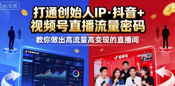 25年直播9-10两期线下课，打通创始人IP，抖音+视频号直播流量密码，教你做出高流量高变现的直播间-萤火网创