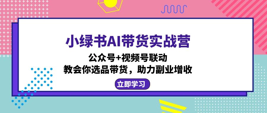 小绿书AI带货实战营：公众号+视频号联动，教会你选品带货，助力副业增收-萤火网创