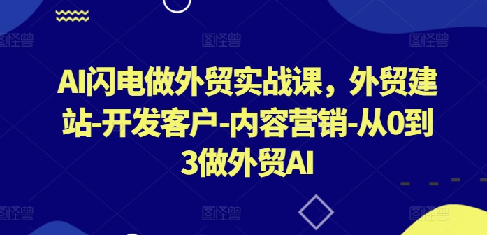 AI闪电做外贸实战课，​外贸建站-开发客户-内容营销-从0到3做外贸AI(更新)-萤火网创