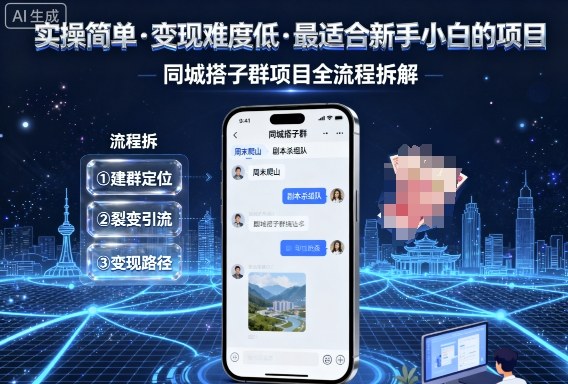 实操简单，变现难度低，最适合新手小白做的项目，每天轻松收入3张，同城搭子群项目全流程拆解-萤火网创