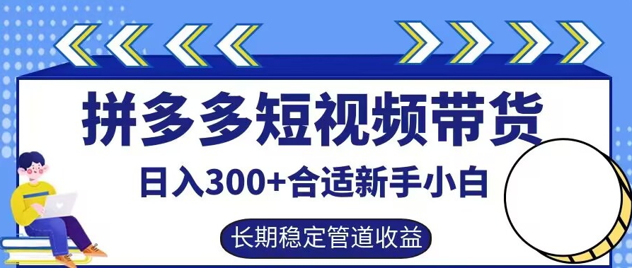 拼多多短视频带货日入300+有长期稳定被动收益，合适新手小白【揭秘】-萤火网创
