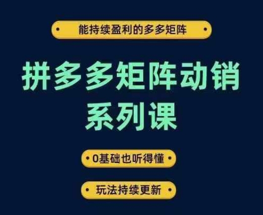 拼多多矩阵动销系列课，能持续盈利的多多矩阵，0基础也听得懂，玩法持续更新-萤火网创