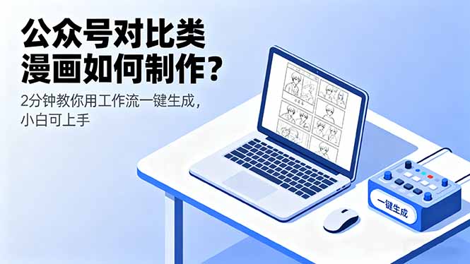 公众号对比类漫画如何制作？2分钟教你用工作流一键生成，小白可上手-萤火网创
