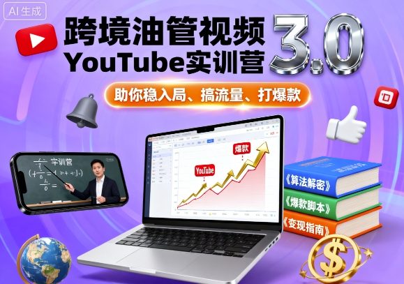 跨境油管视频YouTube实训营3.0，助你稳入局、搞流量、打爆款-萤火网创