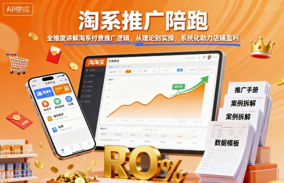 淘系推广陪跑，全维度讲解淘系付费推广逻辑，从理论到实操，系统化助力店铺盈利-萤火网创