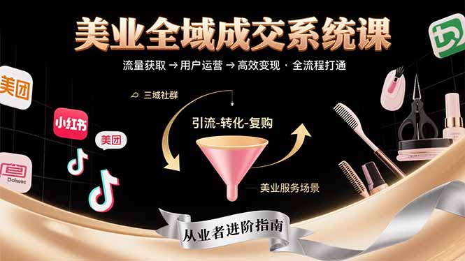 美业全域成交系统课程：帮助美业从业者打通从流量获取到高效变现全流程-萤火网创