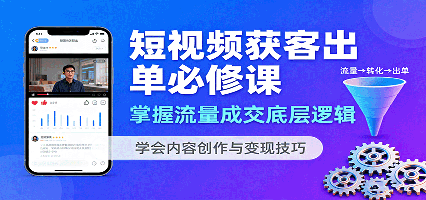 短视频获客出单必修课：掌握流量成交底层逻辑，学会内容创作与变现技巧-萤火网创