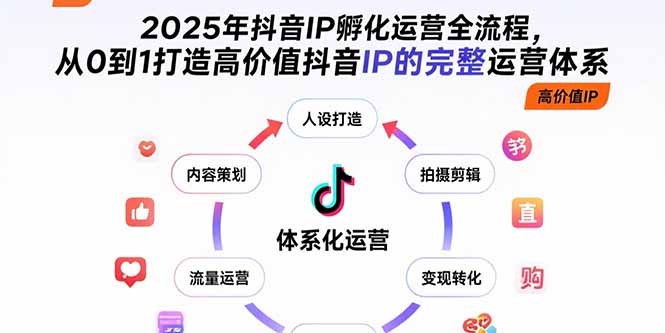 2025年抖音IP孵化运营全流程，从0到1打造高价值抖音IP的完整运营体系-萤火网创