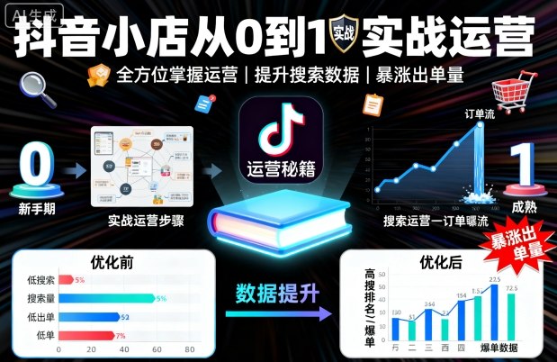 抖音小店从0到1实战运营，帮你全方位掌握小店运营，提升搜索数据与出单量-萤火网创