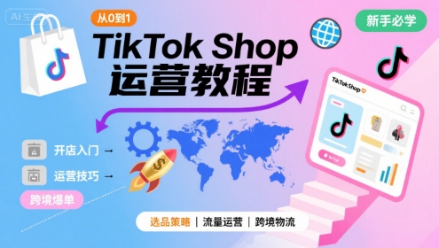TikTok Shop从0到1运营教程，TikTok跨境电商新手必学课程-萤火网创