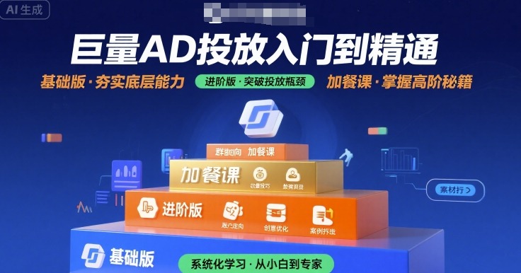 巨量AD投放入门到精通，基础版+进阶版+加餐课-萤火网创