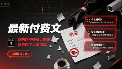 最新付费文：我的这些提醒，的确是透露了太多内幕-萤火网创
