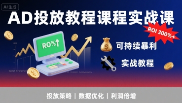 AD投放教程课程实战课，实现广告ROI300%+可持续暴利-萤火网创