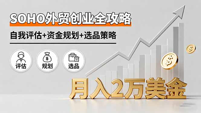 SOHO外贸创业全攻略，自我评估+资金规划+选品策略，月入2万美金-萤火网创