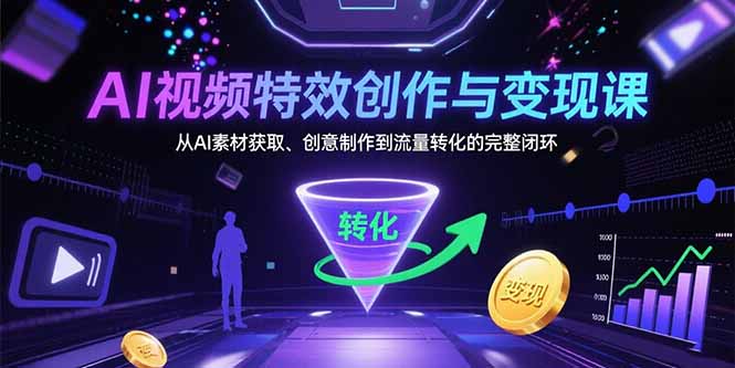 AI视频特效创作与变现课：从AI素材获取、创意制作到流量转化的完整闭环-萤火网创