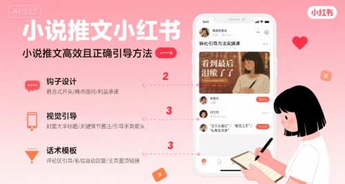 小说推文小红书高转化引导方法实操课，小说推文高效且正确引导方法-萤火网创