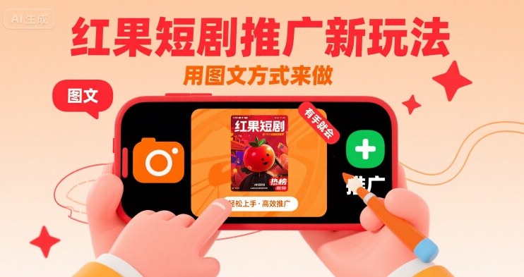 红果短剧推广新玩法，用图文方式来做，有手就会-萤火网创