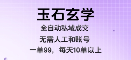 玉石玄学全自动私域成交，一单99每天十单以上，无需人工和矩阵账号，蓝海项目直接干【揭秘】-萤火网创