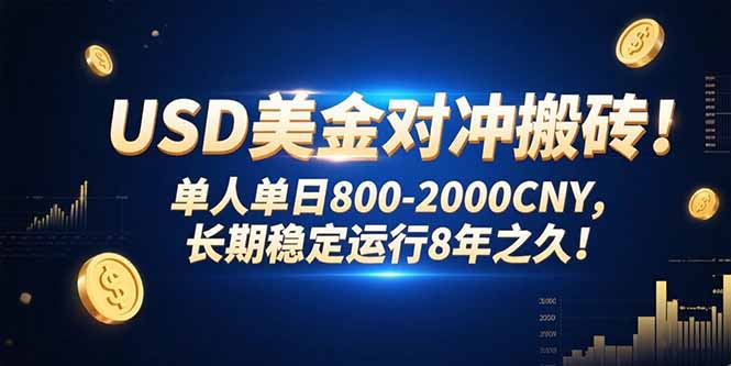 USD美金对冲搬砖!单人单日800-2000CNY，长期稳定运行8年之久!-萤火网创