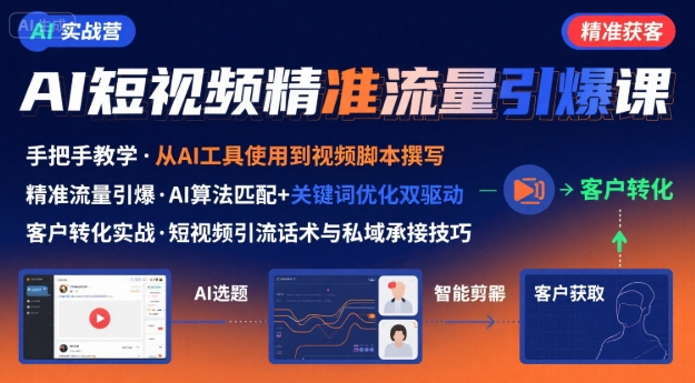 AI+短视频引爆精准客户实战营，手把手教你引爆Ai短视频精准流量-萤火网创