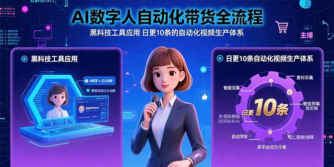 AI数字人自动化带货全流程：黑科技工具应用 日更10条的自动化视频生产体系-萤火网创