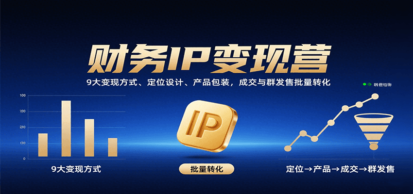 财务IP变现营：9大变现方式、定位设计、产品包装，成交与群发售批量转化-萤火网创