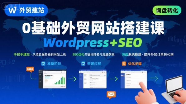 Wordpress外贸建站+SEO优化课程，手把手教你从0到1搭建可获得询盘的外贸网站-萤火网创