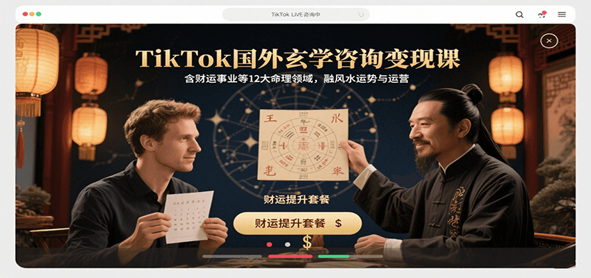 TikTok国外玄学咨询变现课，含财运事业等12大命理领域，融风水运势与运营-萤火网创
