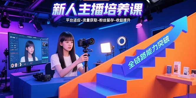 新人主播培养课：平台适应-流量获取-粉丝留存-收益提升 全链路能力突破-萤火网创