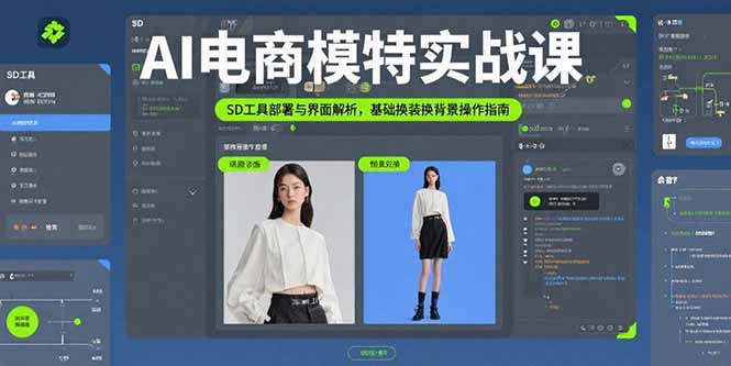 AI电商模特实战课，SD工具部署与界面解析，基础换装换背景操作指南-萤火网创