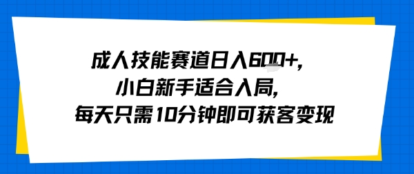 成人技能赛道日入多张，小白新手适合入局，每天只需10分钟即可获客变现-萤火网创