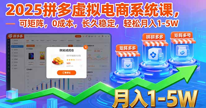 2025拼多多虚拟电商系统课，可矩阵，0成本，长久稳定，轻松月入1-5W-萤火网创