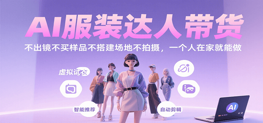 AI服装达人带货，不出镜不买样品不搭建场地不拍摄，一个人在家就能做-萤火网创